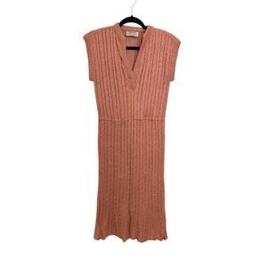 Vintage Missoni Sweater Dress Size IT38 XS Peach Pink Silk Cable Knit Sleeveless